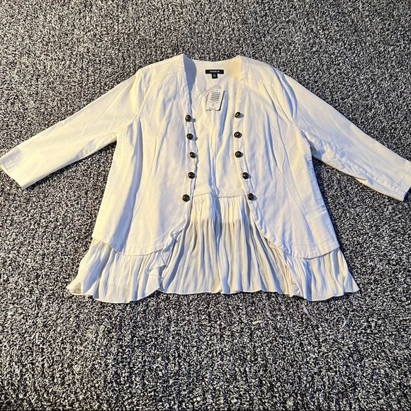 Torrid Off White Twill Peplum Military Jacket size 00 (M/L 10) - Picture 4 of 16